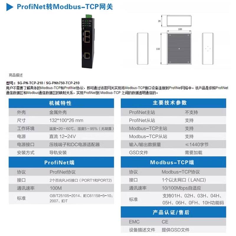ProfiNet转Modbus-TCP网关
